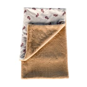 Pet Autumn And Winter Thick Warm Dehaired Angora Printed Cloak Small Blanket (Option: Beige Bear-Cloak S)