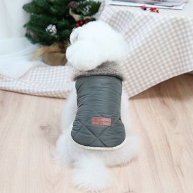 Pet Puppy Clothes Cotton-padded Jacket (Option: Dark Green-S)