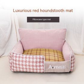 Removable And Washable Pet Bed Four Seasons Universal (Option: Red-With Mat Cover-XL)