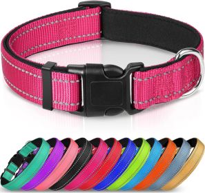 Adjustable Reflective Nylon Webbing Dog Collar (Option: Rose Red-XL)